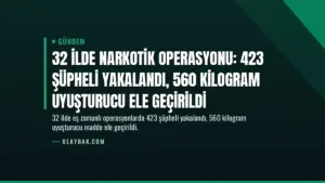 32 İlde Narkotik Operasyonu: 423 Şüpheli Yakalandı, 560 Kilogram Uyuşturucu Ele Geçirildi