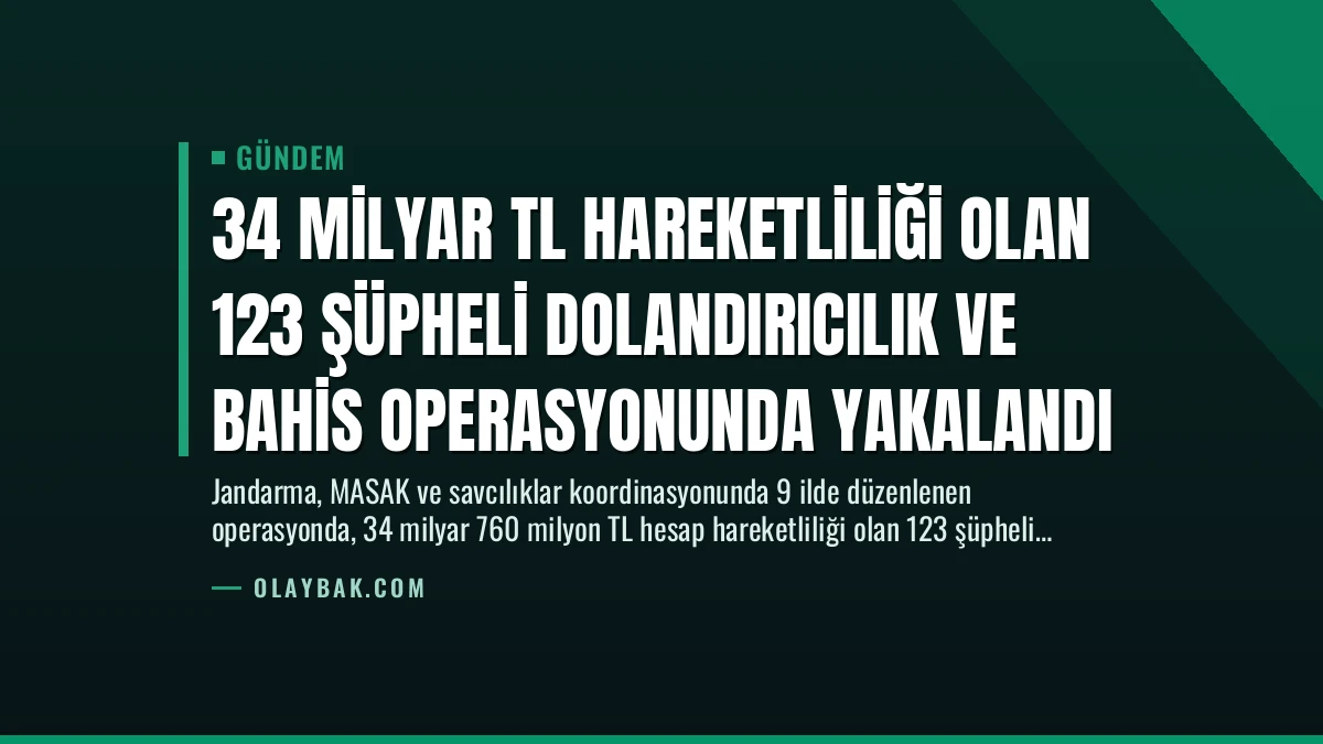 34 Milyar TL Hareketliliği Olan 123 Şüpheli Dolandırıcılık ve Bahis Operasyonunda Yakalandı