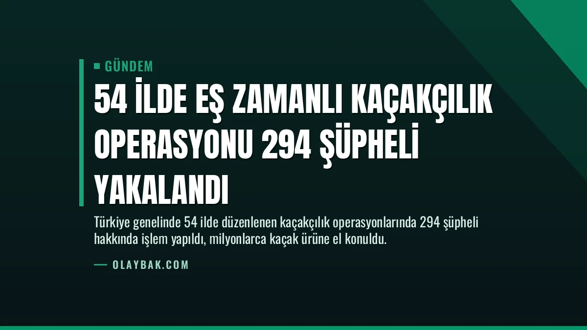 54 İlde Eş Zamanlı Kaçakçılık Operasyonu 294 Şüpheli Yakalandı