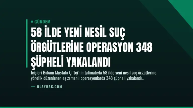 58 İlde Yeni Nesil Suç Örgütlerine Operasyon 348 Şüpheli Yakalandı