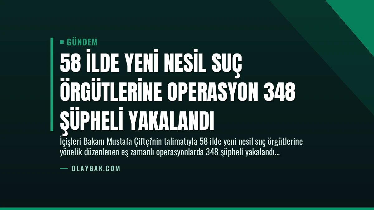 58 İlde Yeni Nesil Suç Örgütlerine Operasyon 348 Şüpheli Yakalandı
