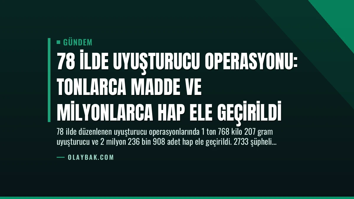 78 İlde Uyuşturucu Operasyonu: Tonlarca Madde ve Milyonlarca Hap Ele Geçirildi