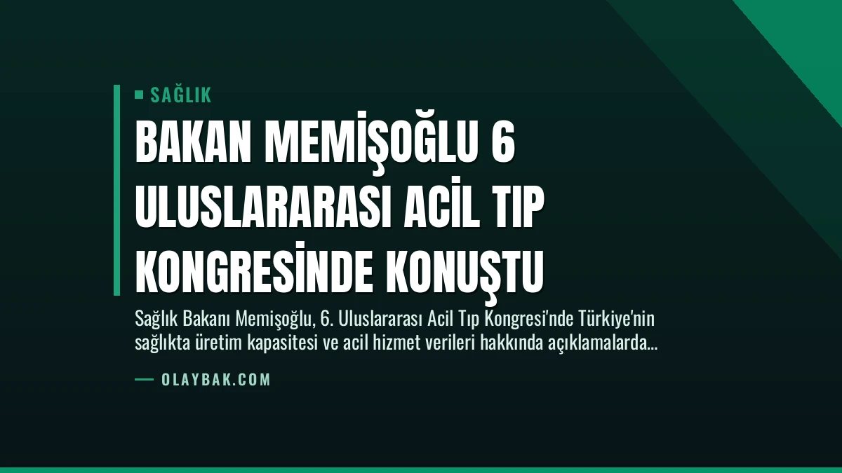 Bakan Memişoğlu 6 Uluslararası Acil Tıp Kongresinde Konuştu