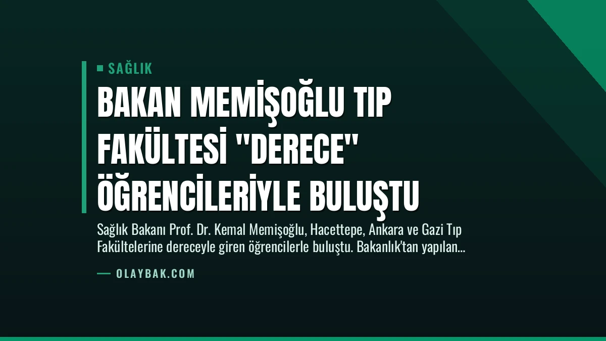 Bakan Memişoğlu Tıp Fakültesi “Derece” Öğrencileriyle Buluştu
