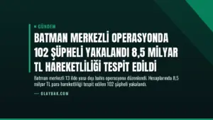 Batman Merkezli Operasyonda 102 Şüpheli Yakalandı 8,5 Milyar TL Hareketliliği Tespit Edildi
