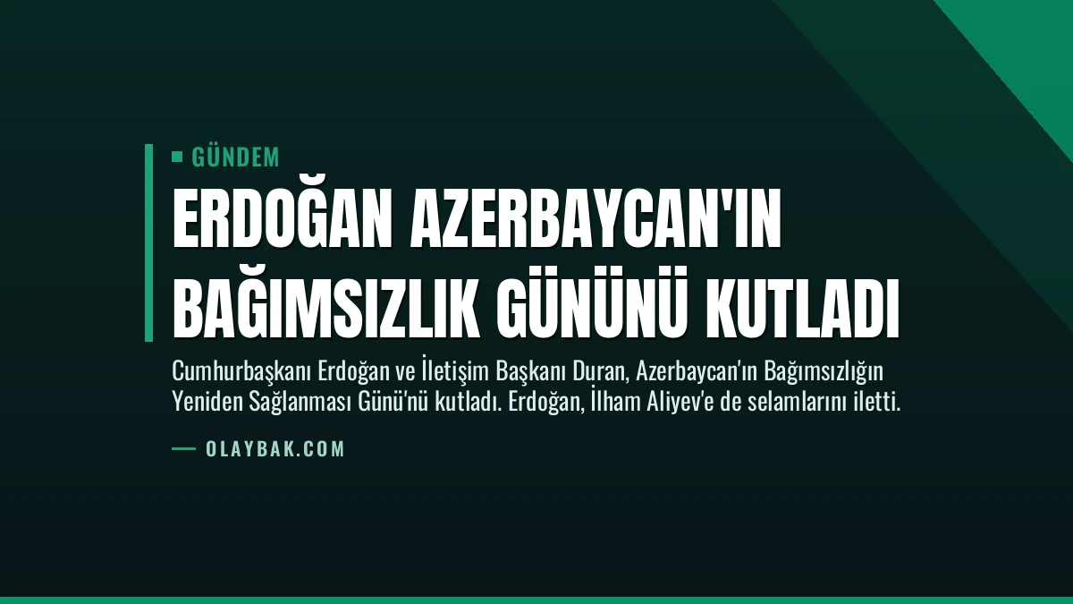 Erdoğan Azerbaycan’ın Bağımsızlık Gününü Kutladı