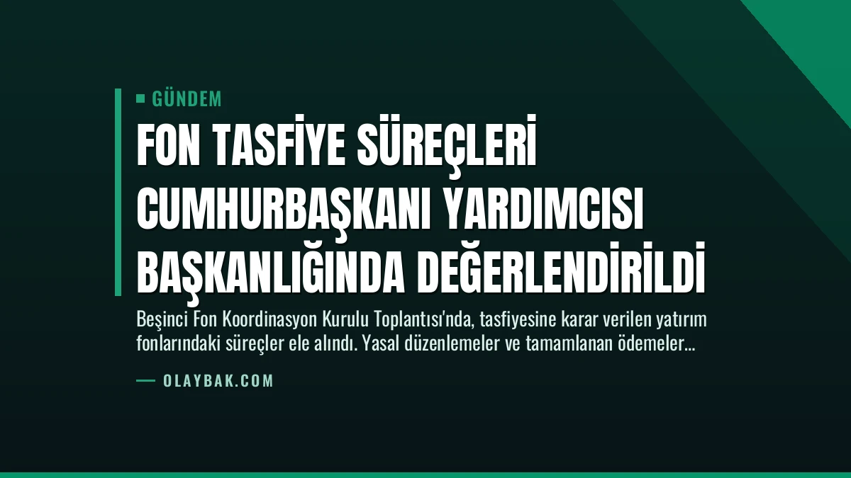 Fon Tasfiye Süreçleri Cumhurbaşkanı Yardımcısı Başkanlığında Değerlendirildi