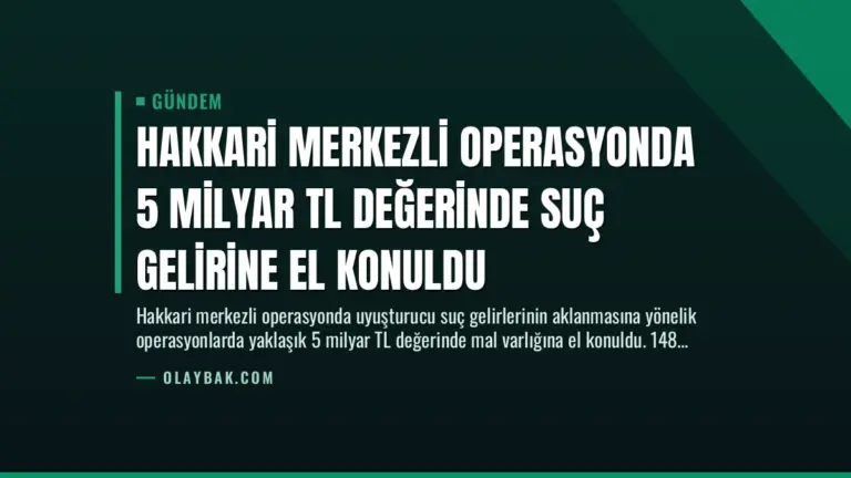 Hakkari Merkezli Operasyonda 5 Milyar TL Değerinde Suç Gelirine El Konuldu