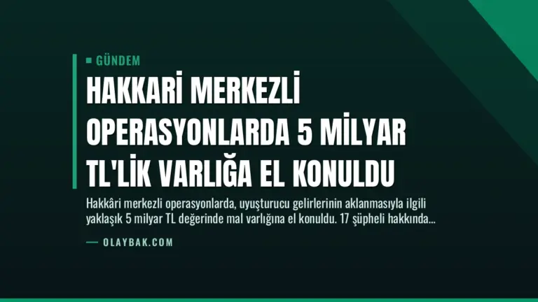 Hakkari Merkezli Operasyonlarda 5 Milyar TL’lik Varlığa El Konuldu