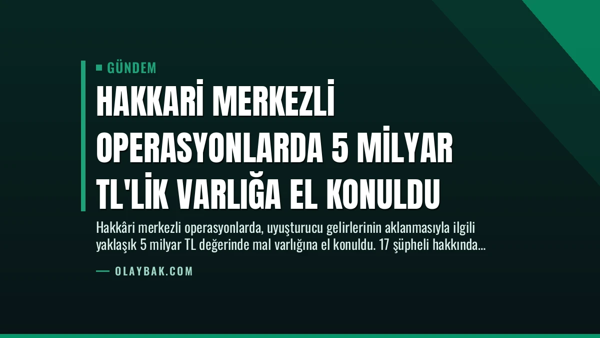 Hakkari Merkezli Operasyonlarda 5 Milyar TL’lik Varlığa El Konuldu