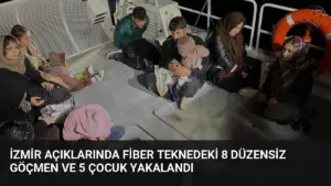 İzmir Açıklarında Fiber Teknedeki 8 Düzensiz Göçmen ve 5 Çocuk Yakalandı
