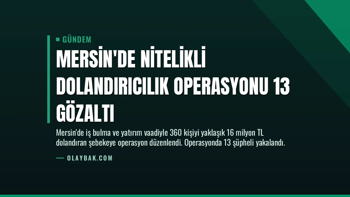 Mersin’de Nitelikli Dolandırıcılık Operasyonu 13 Gözaltı