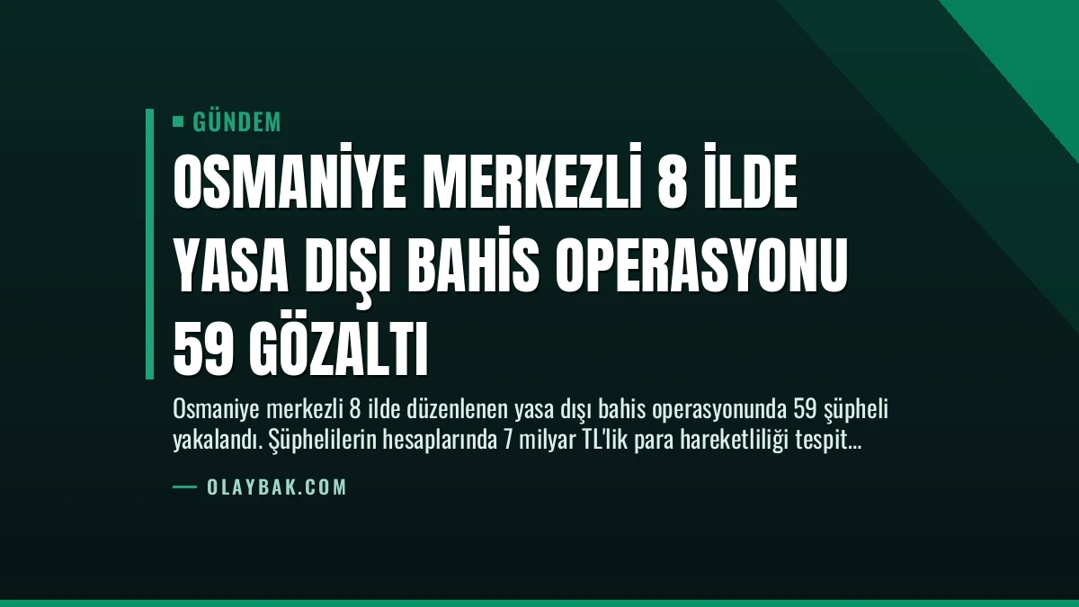 Osmaniye Merkezli 8 İlde Yasa Dışı Bahis Operasyonu 59 Gözaltı