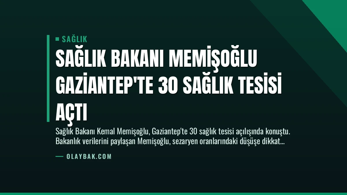 Sağlık Bakanı Memişoğlu Gaziantep’te 30 Sağlık Tesisi Açtı