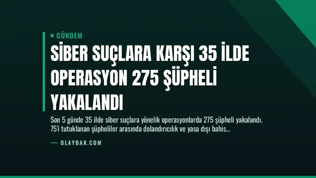 Siber Suçlara Karşı 35 İlde Operasyon 275 Şüpheli Yakalandı