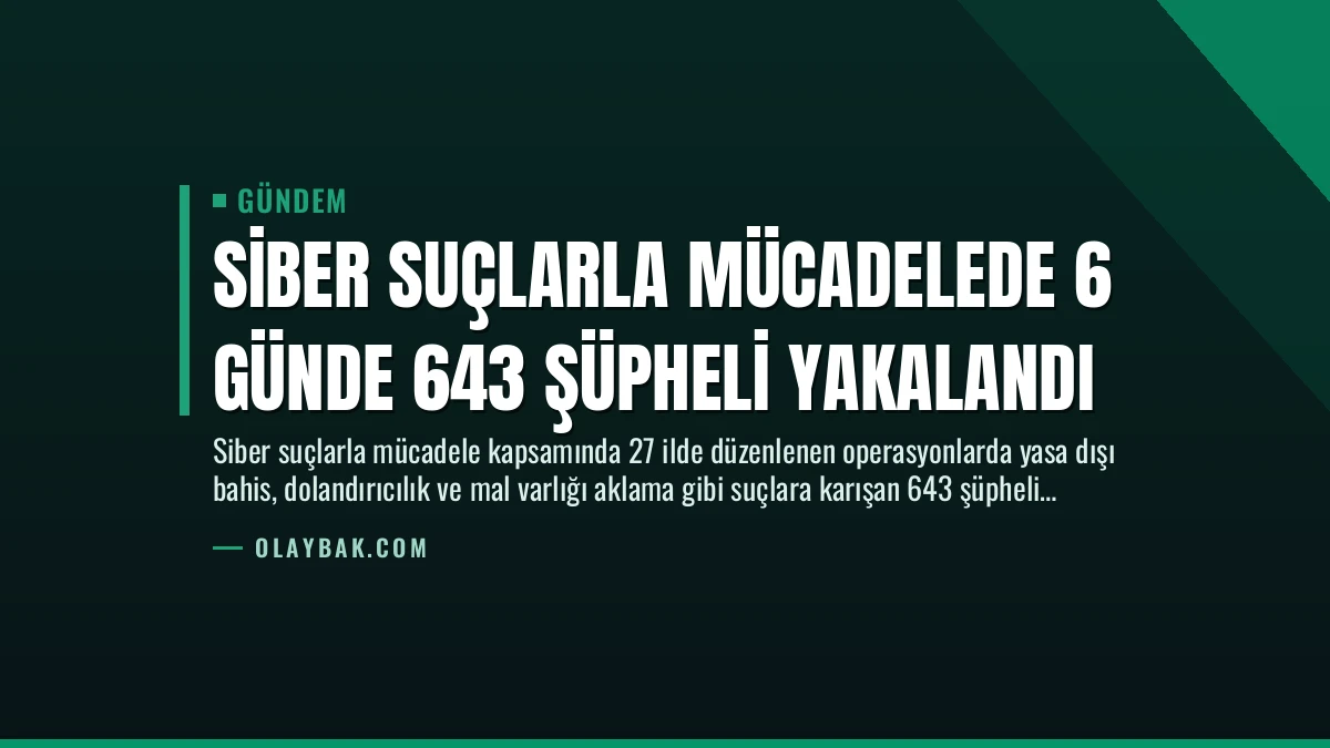Siber Suçlarla Mücadelede 6 Günde 643 Şüpheli Yakalandı