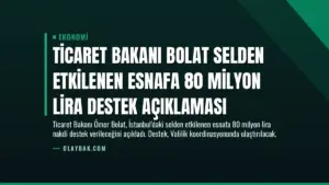 Ticaret Bakanı Bolat Selden Etkilenen Esnafa 80 Milyon Lira Destek Açıklaması
