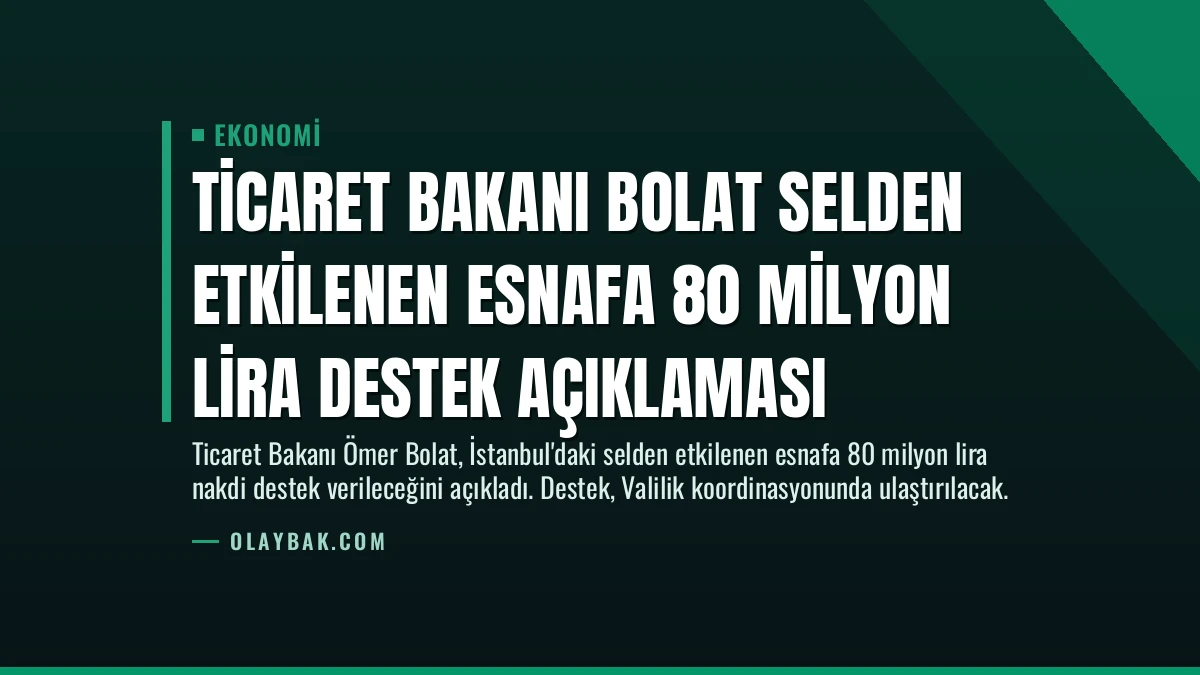 Ticaret Bakanı Bolat Selden Etkilenen Esnafa 80 Milyon Lira Destek Açıklaması