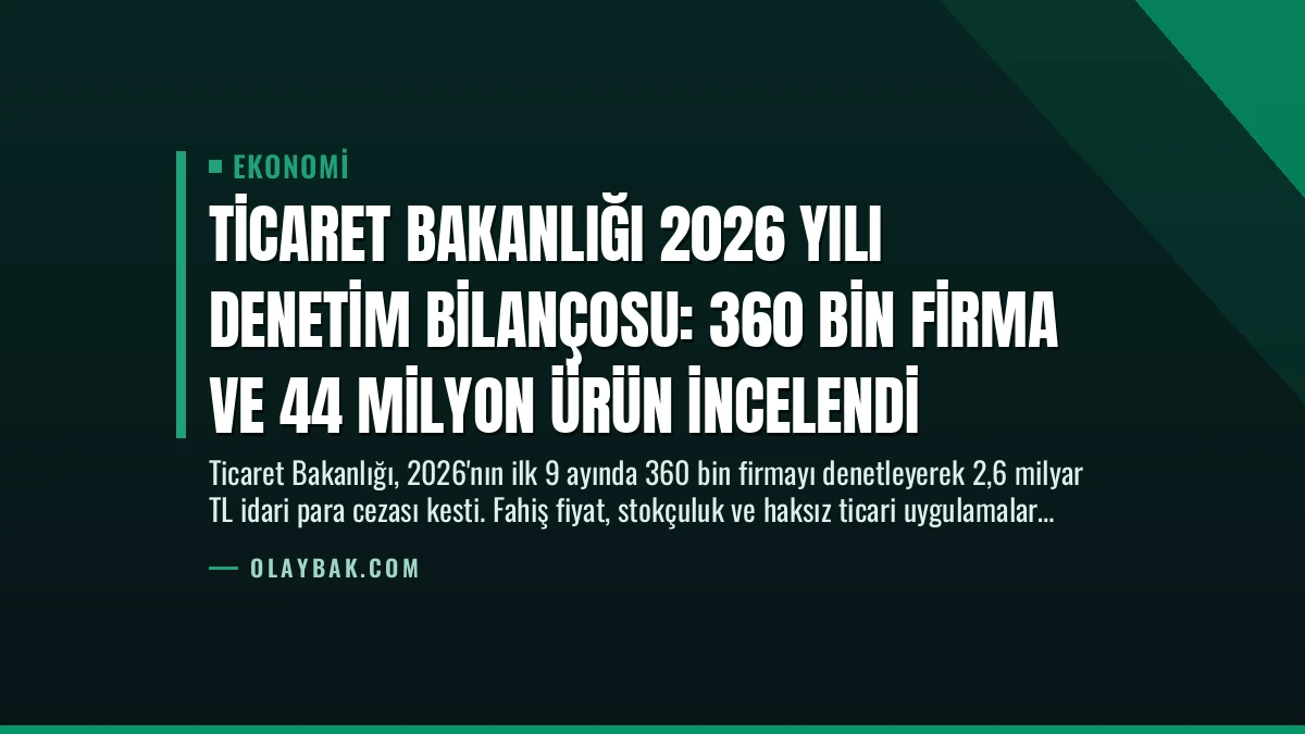Ticaret Bakanlığı 2026 Yılı Denetim Bilançosu: 360 Bin Firma ve 44 Milyon Ürün İncelendi