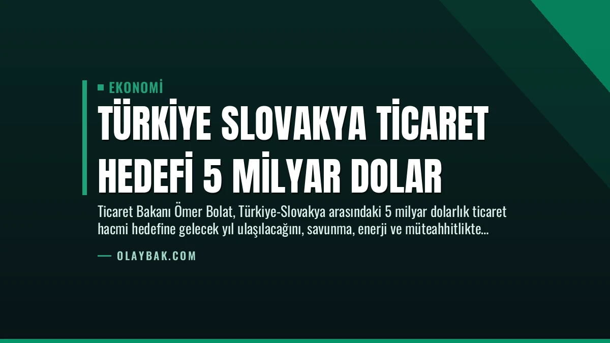 Türkiye Slovakya Ticaret Hedefi 5 Milyar Dolar