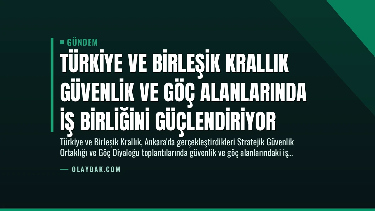 Türkiye ve Birleşik Krallık Güvenlik ve Göç Alanlarında İş Birliğini Güçlendiriyor