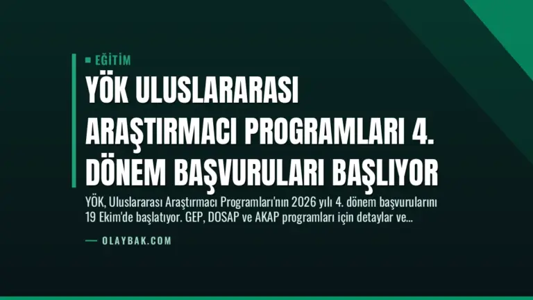 YÖK Uluslararası Araştırmacı Programları 4. Dönem Başvuruları Başlıyor
