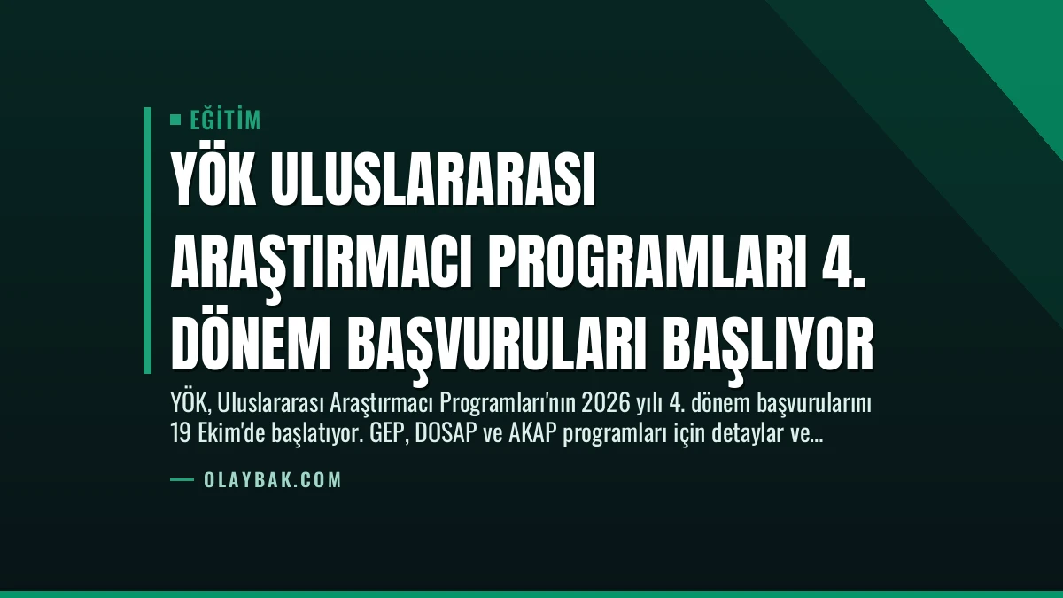 YÖK Uluslararası Araştırmacı Programları 4. Dönem Başvuruları Başlıyor