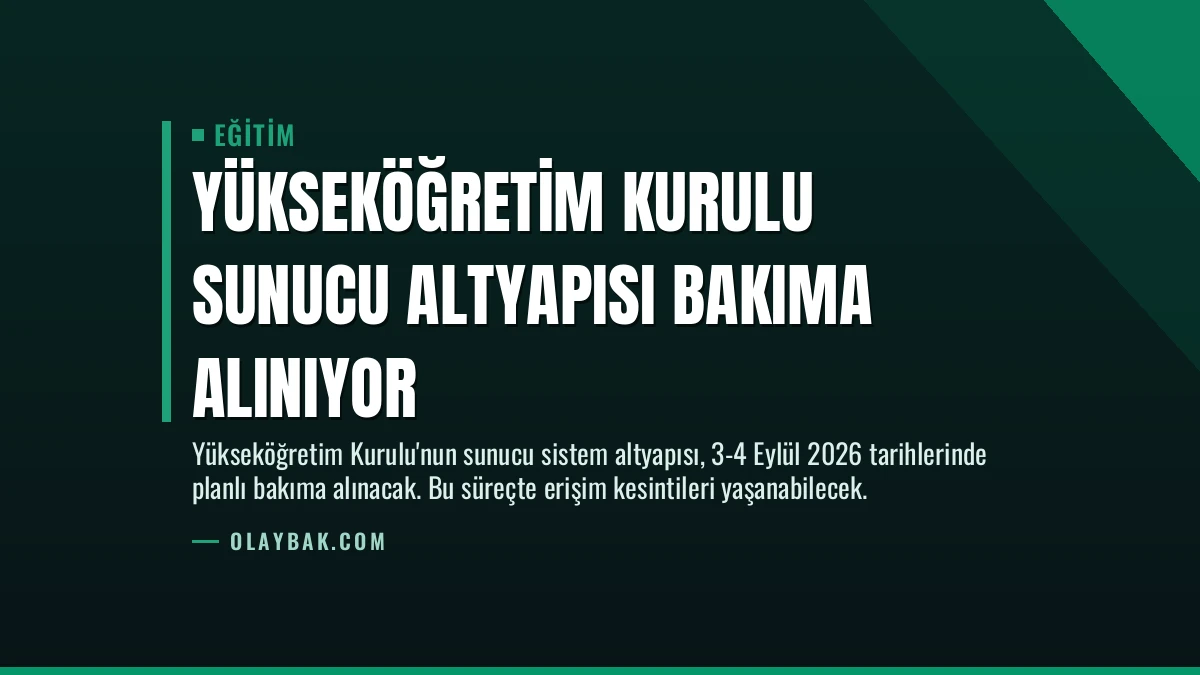 Yükseköğretim Kurulu Sunucu Altyapısı Bakıma Alınıyor